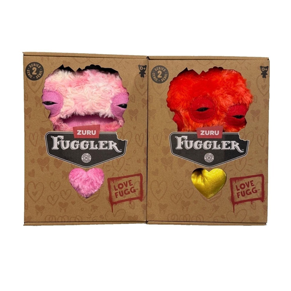 LOVE FUGGS Fuggler 9 Inch Plush | Set of Two| Red & Pink‎ Fast Ship
